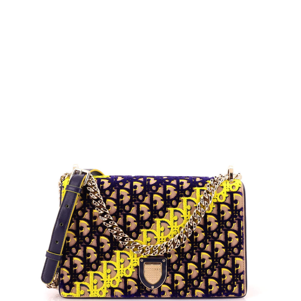 Christian Dior Medium Diorama Flap Bag Oblique Velvet and Canvas